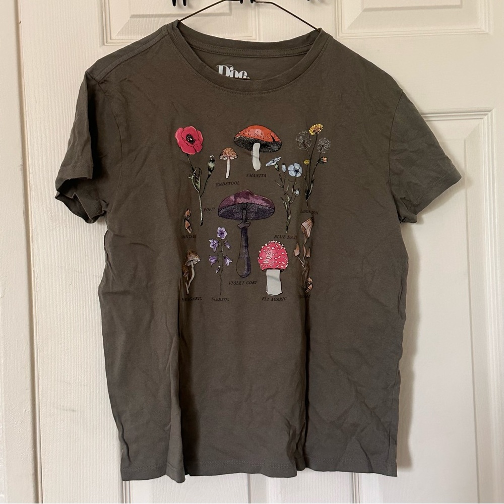 Target Doe Olive Green Mushroom Botanicals Graphic Tee